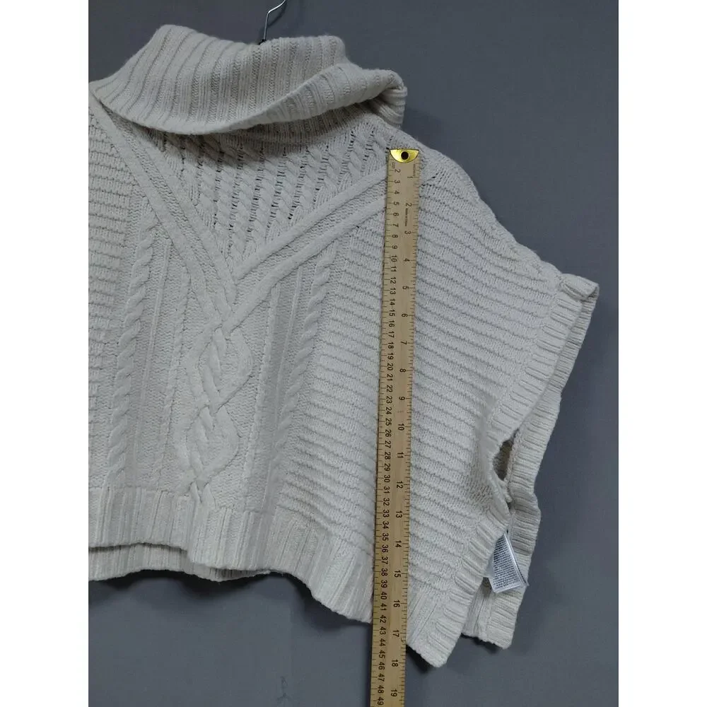 Gap Wool Blend Cable Knit Turtleneck Poncho Sweater Kids Size S